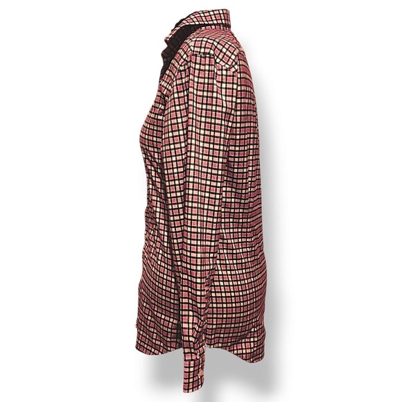 Banana Republic Shirt Women's Blue/Peach Plaid Slim Fit Button Up Long S… - Picture 4 of 5